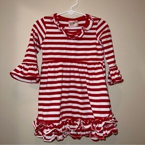 Red Ruffle Striped Dress